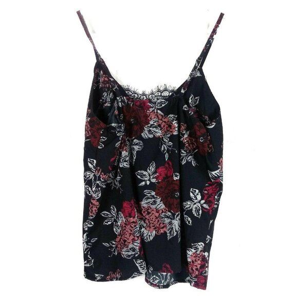 Japna Lounge Floral Crop Top Camisole Sz M Black Red Adjustable Spaghetti Straps - Picture 5 of 5